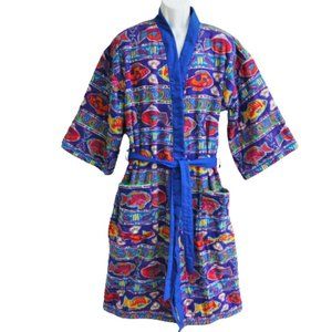 Vintage Heavyweight Quilted Terrycloth Lined Cotton Robe Designer Faconnable M